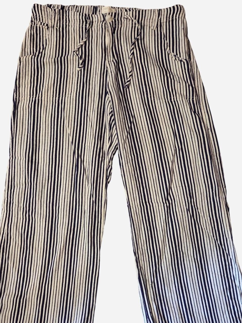 Just Living Navy And Cream Vertical-Stripe Wide-Leg Pants